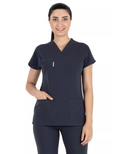 Antrasit Likralı İnce Scrubs Flex Doktor Hemşire Forması Takımı