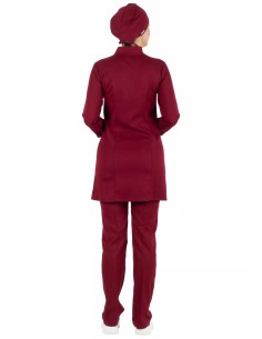 Luxe Model Bordo Likralı Tesettür Hemşire Doktor Forması Takımı 2