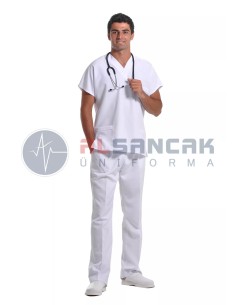 Erkek Yarasa Kol Beyaz Alpaka Doktor ve Hemşire Forma Üstü 2