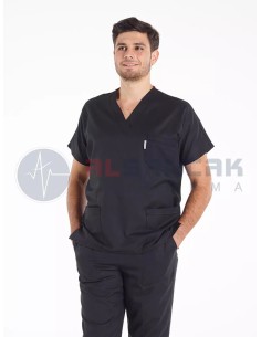 Erkek Siyah Yarasa Kol Alpaka Doktor ve Hemşire Forması Takımı