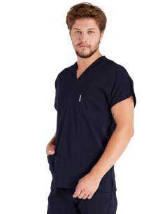 Erkek Lacivert Likralı Kalın Scrubs Doktor Forması Takımı