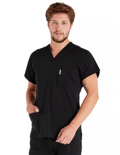 Erkek Siyah Likralı Kalın Scrubs Doktor Forması Takımı 2