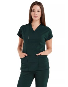 Ördekbaşı Yeşili Likralı Kalın Scrubs Doktor Hemşire Forması Takımı