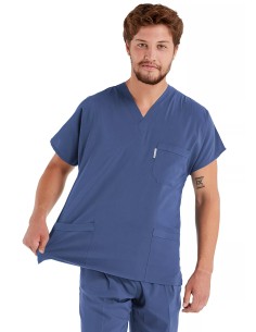 Erkek Fırtına Mavi Likralı Kalın Scrubs Doktor Forması Takımı 2