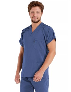 Erkek Fırtına Mavi Likralı Kalın Scrubs Doktor Forması Takımı