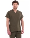 Erkek Haki Likralı Kalın Scrubs Doktor Forması Takımı
