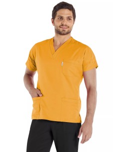 Erkek Hardal/Siyah Likralı Kalın Scrubs Doktor Forması Takımı