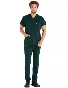 Erkek Ördekbaşı Yeşili Likralı Kalın Scrubs Doktor Forması Takımı 2