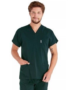 Erkek Ördekbaşı Yeşili Likralı Kalın Scrubs Doktor Forması Takımı