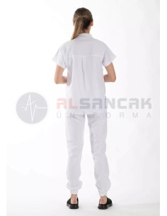 Snap Model Likralı Beyaz Doktor ve Hemşire Forması Takımı 2