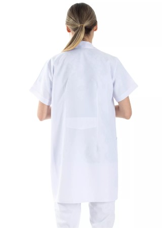 Kadın Spor Yaka Kısa Kol Beyaz Doktor Önlüğü
