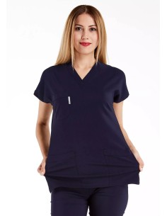 Lacivert Likralı İnce Scrubs Flex Doktor Hemşire Forması Üstü