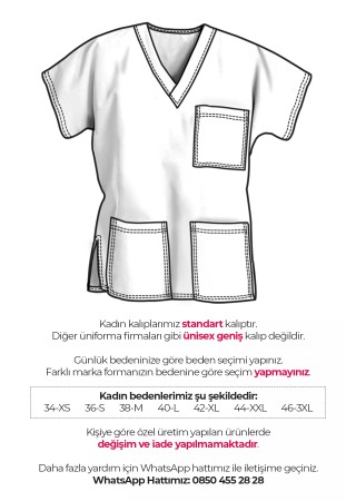 Siyah Likralı İnce Scrubs Flex Doktor Hemşire Forması Üstü
