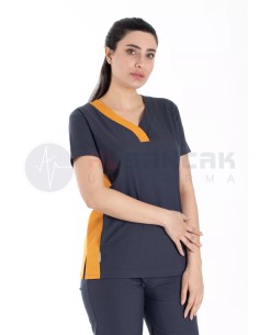 Petit Flex Likralı Antrasit/Hardal Doktor Hemşire Forması