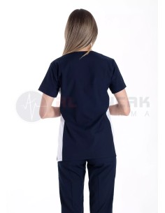 Petit Flex Likralı Lacivert/Beyaz Doktor Hemşire Forması 2