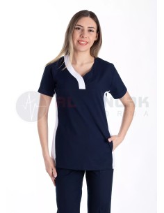 Petit Flex Likralı Lacivert/Beyaz Doktor Hemşire Forması