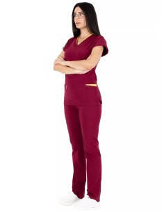 Twin Flex Bordo Likralı Hemşire Forması 2