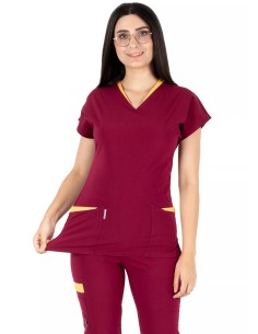 Twin Flex Bordo Likralı Hemşire Forması