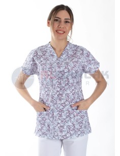 Kadın Splash-6 Desenli Doktor ve Hemşire Forması Üstü