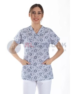 Kadın Splash-5 Desenli Doktor ve Hemşire Forması Üstü