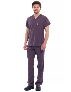 Erkek Mürdüm Likralı İnce Scrubs Doktor Forması Takımı 2