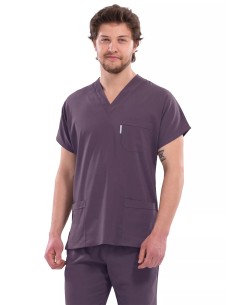 Erkek Mürdüm Likralı İnce Scrubs Doktor Forması Takımı