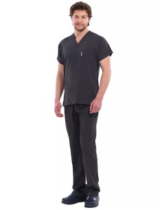 Erkek Antrasit Likralı İnce Scrubs Doktor Forması Takımı 2