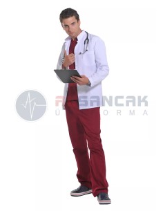 Erkek Hakim Yaka Uzun Kol Beyaz Doktor Ceketi 2