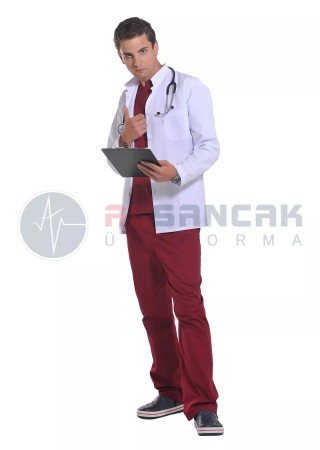 Erkek Hakim Yaka Uzun Kol Beyaz Doktor Ceketi