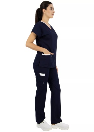 Twin Flex Lacivert Likralı Hemşire Forması