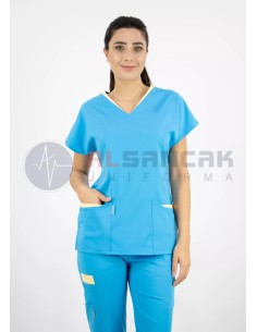 Twin Flex Turkuaz Likralı Hemşire Forması