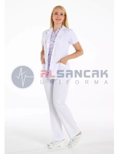 Kadın Lüks Spor Yaka Fit Kesim Kısa Kol Doktor Ceketi 2