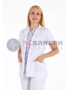 Kadın Lüks Spor Yaka Fit Kesim Kısa Kol Doktor Ceketi