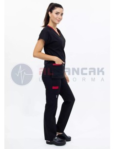 Twin Flex Siyah Likralı Hemşire Forması 2
