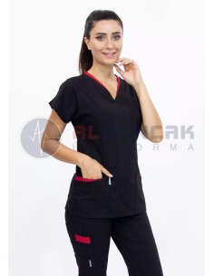 Twin Flex Siyah Likralı Hemşire Forması