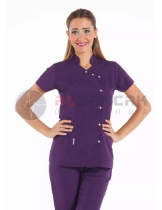 Luxe Flex Koyu Mor Likralı Hemşire ve Doktor Forması Takımı