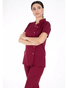 Luxe Flex Bordo Likralı Hemşire ve Doktor Forması Takımı 2