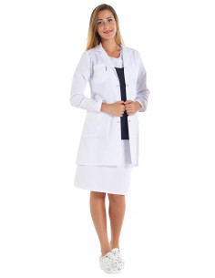 Kadın Spor Yaka Uzun Kol Beyaz Doktor Önlüğü 2