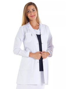 Kadın Spor Yaka Uzun Kol Beyaz Doktor Önlüğü