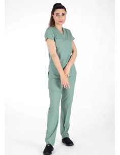 Çağla Yeşili Likralı İnce Scrubs Flex Doktor Hemşire Forması Takımı 2