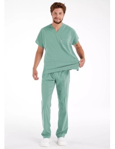 Erkek Çağla Yeşili Likralı İnce Scrubs Doktor Forması Takımı 2