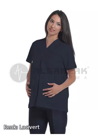 Lacivert Klasik Hamile Hemşire ve Doktor Forması Üstü