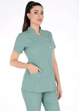 Luxe Flex Çağla Yeşili Likralı Hemşire ve Doktor Forması Takımı