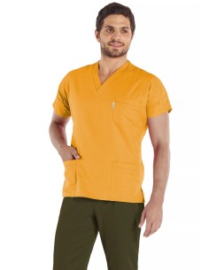 Erkek Hardal/Haki Likralı İnce Scrubs Doktor Forması Takımı
