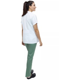 Kadın Spor Yaka Kısa Kol Beyaz Doktor Ceketi 2