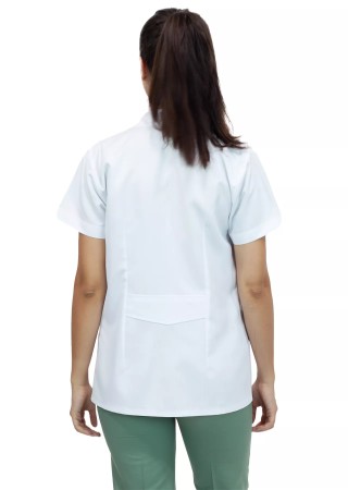 Kadın Spor Yaka Kısa Kol Beyaz Doktor Ceketi