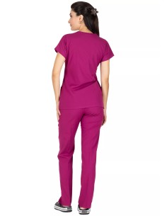 Vişne Likralı İnce Scrubs Flex Doktor Hemşire Forması Takımı 2