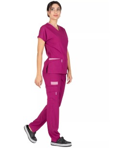 Twin Flex Vişne Likralı Doktor ve Hemşire Forması Takımı 2