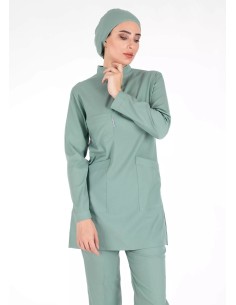 Çağla Likralı Kalın Kumaş Tesettür Hemşire Forması ve Doktor Forması Takımı 2