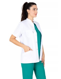 Kadın Hakim Yaka Kısa Kol Beyaz Doktor Ceketi